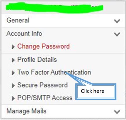 click on two factor authentication