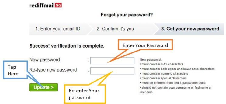 create new password