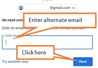 enter alternate email