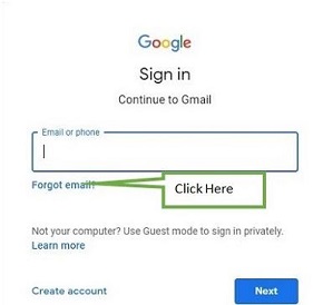 Enter your email and click on next 